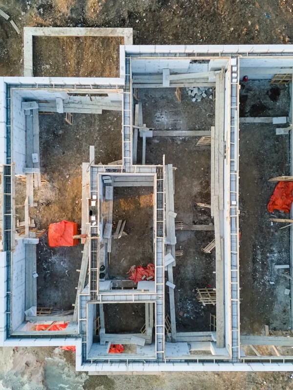 An top view of building for residential foundation